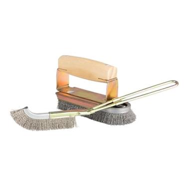 Imagem de Conjunto de escovas para churrasqueira - limpador de grelha grande e pequeno com escova de arame de aço inoxidável, cerdas de esfregão de churrasco e alças ergonômicas - Acessórios para grelhar para