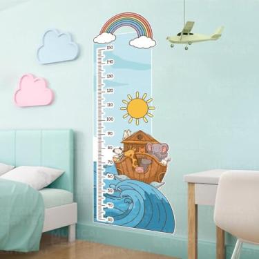 Imagem de Adesivo Infantil Régua de Crescimento Arca de Noé Lavável Seguro Fácil Aplicação Para Decoração Quarto Bebê Criança
