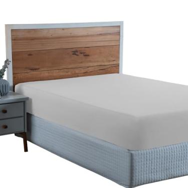 Imagem de Lençol Queen Size 300 Fios Percal 100% Algodão com Elástico Cama Box Toque Macio Aveludado (BRANCO)