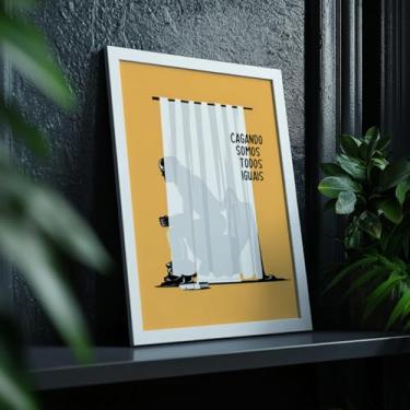 Imagem de Quadro Decorativo Cagando Somos Iguais Com Moldura Banheiro Engraçado Humor Criativo Decoração Wc Lavabo Presente Divertido