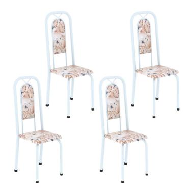 Imagem de Cadeiras para Sala de Jantar 4 Unidades Lara Botanic Bege / Branco