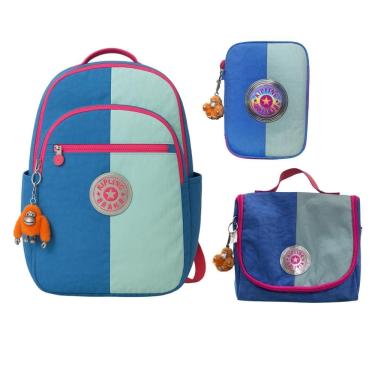 Imagem de Kipling Mochila Seoul Xl + Lancheira E Estojo 100 Pens Azul