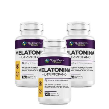 Imagem de Kit 3 Melatonina Triptofano Magnésio Inositol + Vit 3x60 cps Floral Er