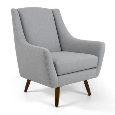 Imagem de Poltrona Dekorien Juliet Linho Com Pés Decoração, Linho Cinza Claro