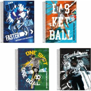 Imagem de Caderno 01X1 Capa Dura SPORT 80 Folhas - Pacote com 4 - Jandaia