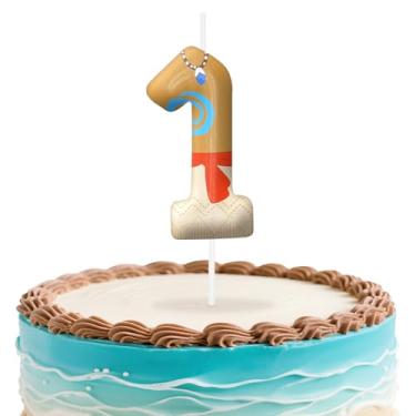Imagem de Velas de aniversário número 1 do Havaí, topo de bolo com tema de ilha para meninos e meninas, decorações de aniversário, suprimentos de festa, velas com números para decoração de festa