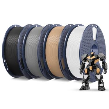 Imagem de SUNLU Pacote de filamento PETG de 1,75 mm 4 kg, menos amarração e boa aderência de camada, embalado individualmente a vácuo, filamento de impressora 3D 4 kg, 1 kg por carretel, pacote com 4, 4 cores