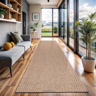 Imagem de CAMILSON Tapete de juta fácil 2 x 3, tapetes de área de fazenda de cor natural para sala de estar e cozinha, design de tecido boho sólido, fácil de limpar, lavável tapete externo Alfombras (2 x 3)