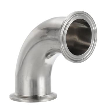 Imagem de PATIKIL Cotovelo de 90 graus 1 1/2 "(38 mm) OD, acessórios para tubos sanitários de aço inoxidável 304 Braçadeiras sanitárias triplas de 3,8 cm Flange de virola de 50,5 mm OD para sistemas de