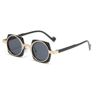 Imagem de Óculos de sol da moda femininos retrô, cor de doce, transparente, lente anti-luz azul, masculino, armação, dourado, preto, cinza, A