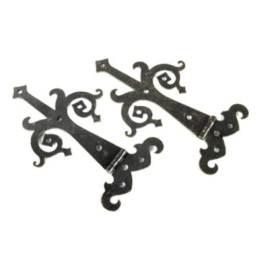 Imagem de Backwoods Provisions Dobradiças de alça de acabamento de bronze medieval de 15 cm para armários, baús e mais