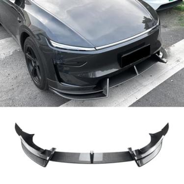 Imagem de Spoiler do para-choque dianteiro do carro parte de modificação do difusor labial compatível com o modelo Y 2024+ capa protetora de para-choque acessórios para carro (aparência de carbono)