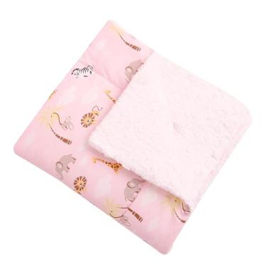 Imagem de Cobertor Para Bebê Estampado Dupla Face Manta Safari Rosa