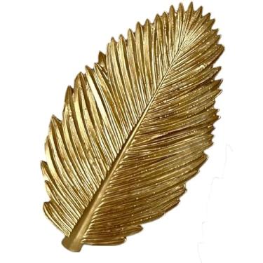 Imagem de Bandeja Folha Casa Decoração Em Resina (Dourado)