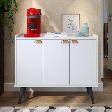 Imagem de Aparador Buffet Truzzi com 3 Portas pes palito Sala, Sala de Estar, Cozinha - Loja Inova BR (Branco)