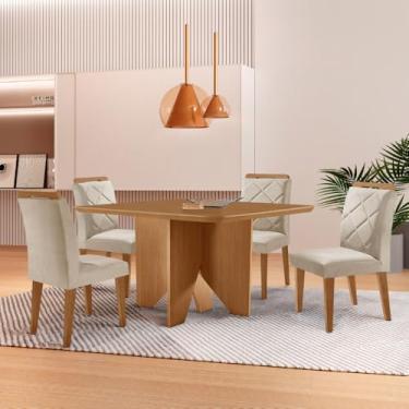 Imagem de Mesa de Jantar Evora 90cm MDF Canto copo e com 4 Cadeiras Melissa