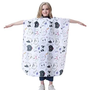 Imagem de Capa para crianças com corte de cabelo à prova d'água e tecido à prova d'água para barbear, barbear, cabelo, salão de beleza, acampamentos e cabeleireiros, capas para crianças com desenho animado (animais).