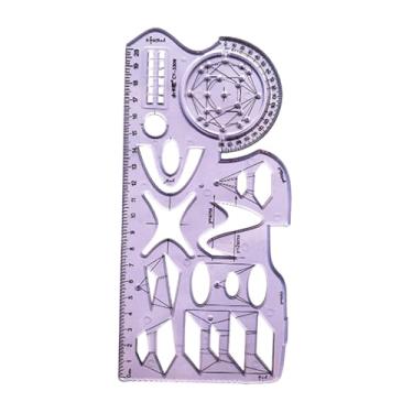 Imagem de IEUDNS Modelo de desenho de régua geométrica multifuncional, régua de desenho de múltiplas formas para escritório para prédio estudantil, Style D