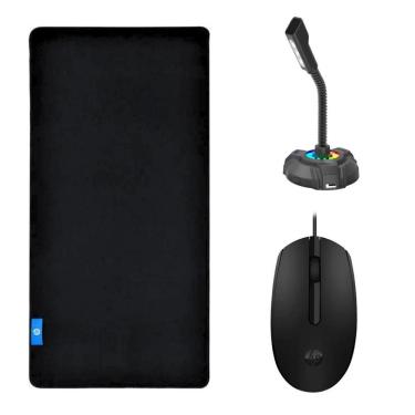 Imagem de Kit Mouse Pad Speed Gamer + Mouse Óptico com Fio + Microfone - Gshield