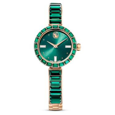 Imagem de Swarovski Relógio Matrix, feito na Suíça, pulseira de cristal, verde, acabamento dourado champanhe, Verde