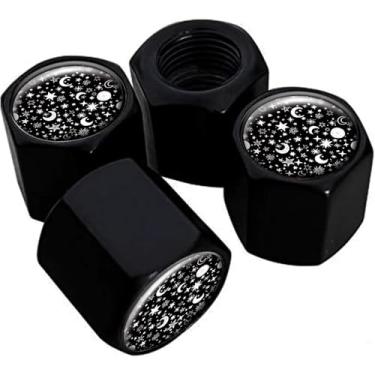 Imagem de Tampas de haste de válvula de pneu de metal, pacote com 4, tampas de haste de roda de carro, tampas de válvula de ar universais de alumínio para carros, caminhões, SUVs, bicicletas, motocicletas