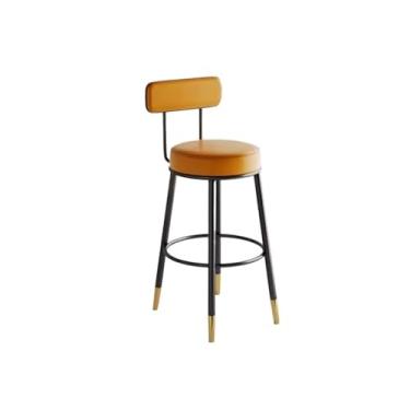 Imagem de Banqueta de bar laranja de ferro para cadeira alta de couro reclinável para uso doméstico com pés dourados (médio)