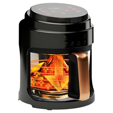 Imagem de Fritadeiras de vidro de 4,5 litros de vidro 6 em 1 tamanho familiar, panela de vidro de visualização com tecnologia de apagar odores assados, grelhar, desidratar, assar e reaquecer, mais de 100