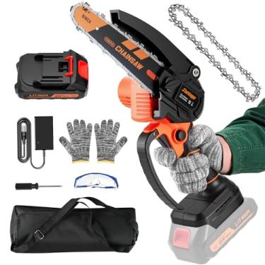 Imagem de Sharklogger Mini motosserra, mini motosserra elétrica sem fio de 15 cm, motosserra portátil para poda de árvores e manutenção de jardim, melhor presente de dia dos pais para homens, pai e marido