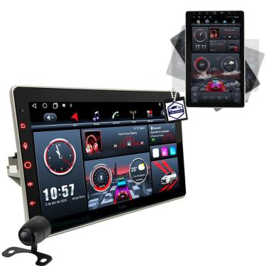Imagem de Central Multimitidia Mp5 Tela 10 Polegadas Rotativa 1 Din Octa Core 4+64GB Gps Multifuncao Car Play Android Auto