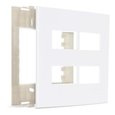 Imagem de Placa 4x4 4 Postos Separados com Suporte Branco Sleek - Margirius, Bra