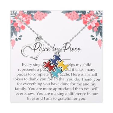 Imagem de ENSIANTH ABA Therapist Appreciation Gifts Autism Awareness-Puzzle Piece Jewelry Special Education Teacher Thank You Gift, one size, Aço inoxidável, Sem Pedra Preciosa