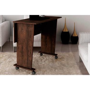 Imagem de Mesa Notebook Escritório Dobrável ME4117 c/ Rodízios Rústico - Tecno Mobili