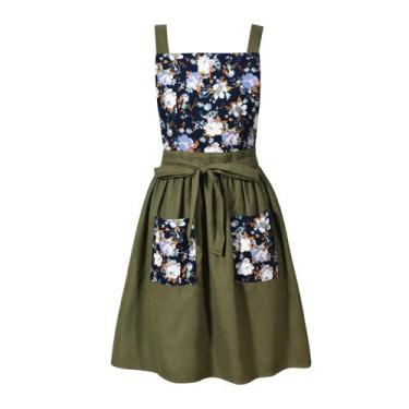 Imagem de Avental Pinknoke Vintage Pinafore para mulheres verde oliva