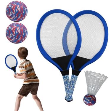 Imagem de Raquetes De Ténis Para Crianças | Raquetes de Badminton Infantil para Exterior,1 Par Jogo Didático com Volante para Escola Jardim de Infância Parque Praia