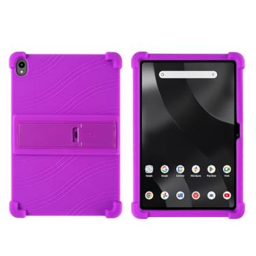 Imagem de Kwamaz Capa para tablet Onn de 12,1 polegadas (2024) modelo 100146663, capa infantil de silicone macio com suporte para Walmart Onn Surf Tablet 12,1 polegadas, roxo