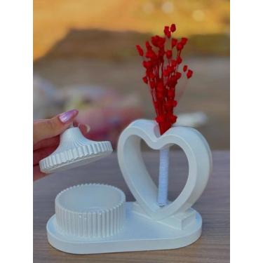 Imagem de Arranjo de Flores SempreVivas Naturais em Vaso Decorativo, 15 cm, Bran