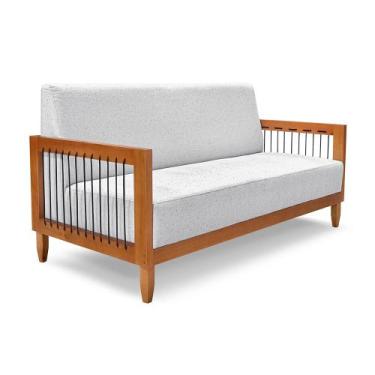 Imagem de Sofá 2 Lugares 1,60m Estrutura em Madeira Estofado em Linho Rústico Gr