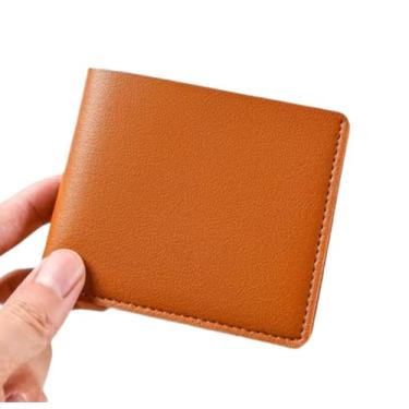 Imagem de Carteira Slim de Couro Legítimo, Marrom Caramelo, Design Minimalista