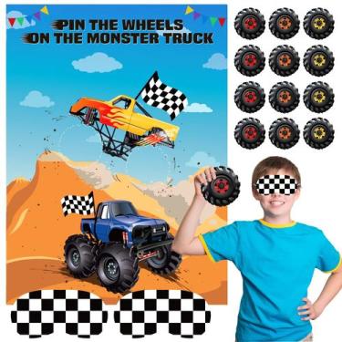 Imagem de Jogo de festa ASTARON Pin The Wheels on The Truck com 30 pneus