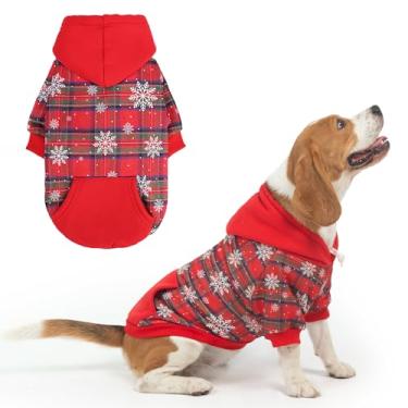 Imagem de PUPTECK Moletom com capuz para cachorro outono inverno roupas quentes macias forradas com chapéu para cães pequenos, médios e grandes, design de bolso, neve M