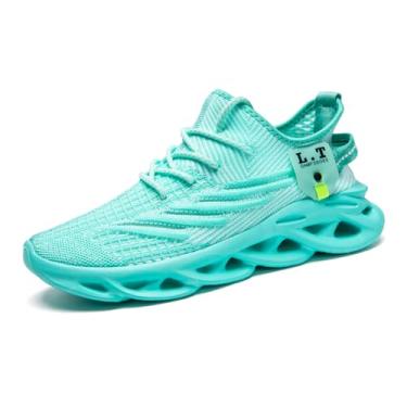 Imagem de EGMPDA Tênis masculino de corrida, tênis de caminhada, leve, respirável, para academia, trabalho, casual, sola macia, antiderrapante, calçados atléticos, Verde-claro, 46