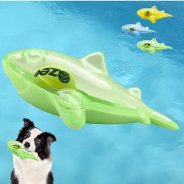 Imagem de Jatmira Brinquedos flutuantes para cães mastigadores agressivos, piscina de verão, jogos interativos e barulhentos, buscar para cães pequenos e médios (verde)