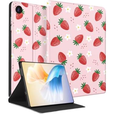 Imagem de LISEVO Capa para Lenovo Tab M8 4ª geração de 8 polegadas 2023 TB-X300FU/ TB-X300XU, Kawaii Women Girlys Auto Week/Sleep Cover Design para Lenovo M8 Tablet Case, Morango
