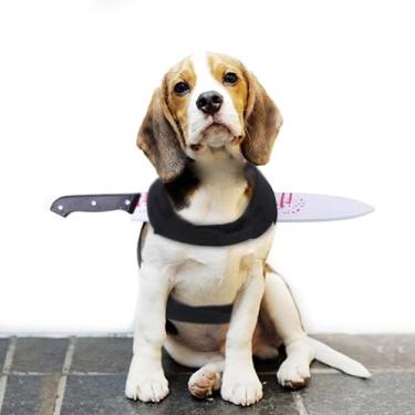 Imagem de Fantasia engraçada de Halloween para animais de estimação, gato, cão, assustadora, roupa de cosplay sangrenta para fotos de terror para filhotes, fantasia de festa chique