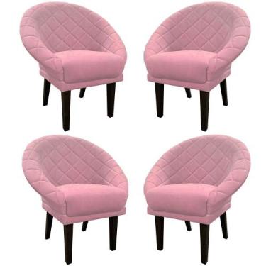 Imagem de Kit 4 Cadeiras Sala de Estar Liz Veludo Rosa - Mazzero Decor