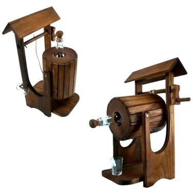 Imagem de Pingômetro Madeira Barril Cachaça 1,1l + Copo 55ml