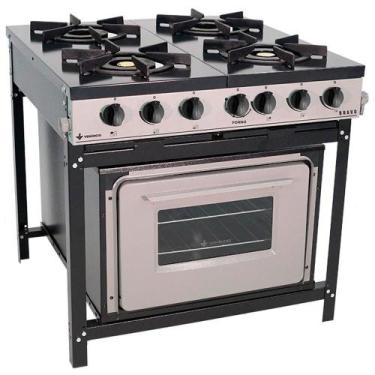 Imagem de Fogão a Gás Cozinha Industrial Escola Bravo com 4 Bocas GLP 4.090kcal 