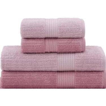 Imagem de JOGO TOALHA DE BANHO GIGANTE 4 PEÇAS FIO PENTEADO - BUDDEMEYER: Rosa c