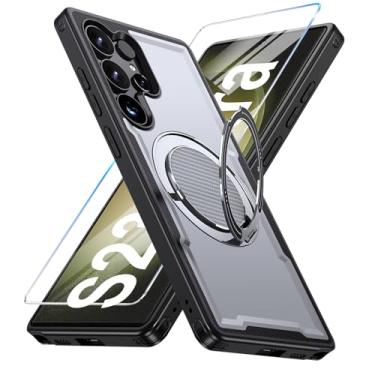Imagem de Capa para Samsung Galaxy S23 Ultra/S22 Ultra compatível com Mag-Safe, suporte de anel giratório 360, capa com suporte magnético, capa de telefone à prova de choque de grau militar, com protetor de