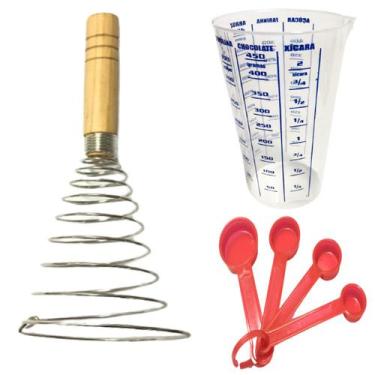 Imagem de Kit Fuê Fouet Batedor De Claras Copo e Colheres Medidoras - ALMAF/ Inj